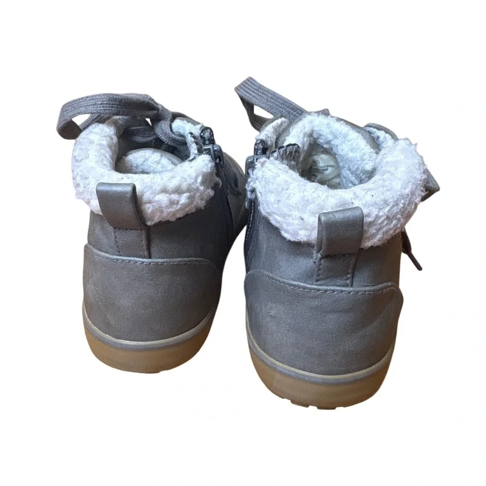 Cat & Jack High Top Sneakers Kids Grey Faux‎ Shearling Lined SIZE 3
